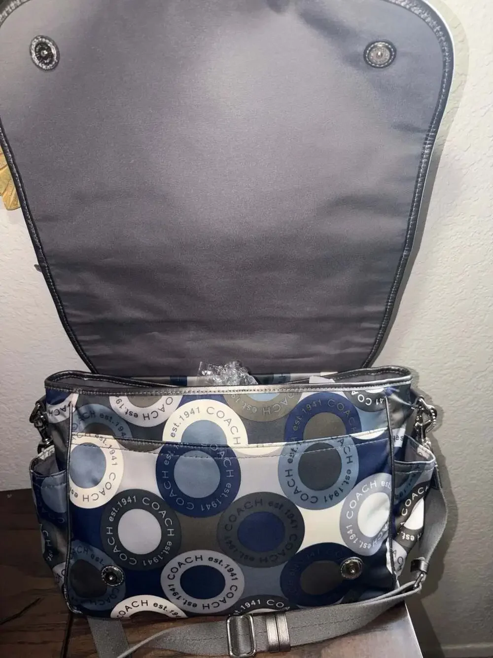 Coach Signature Snaphead F18377 Blue Diaper Messenger Bag